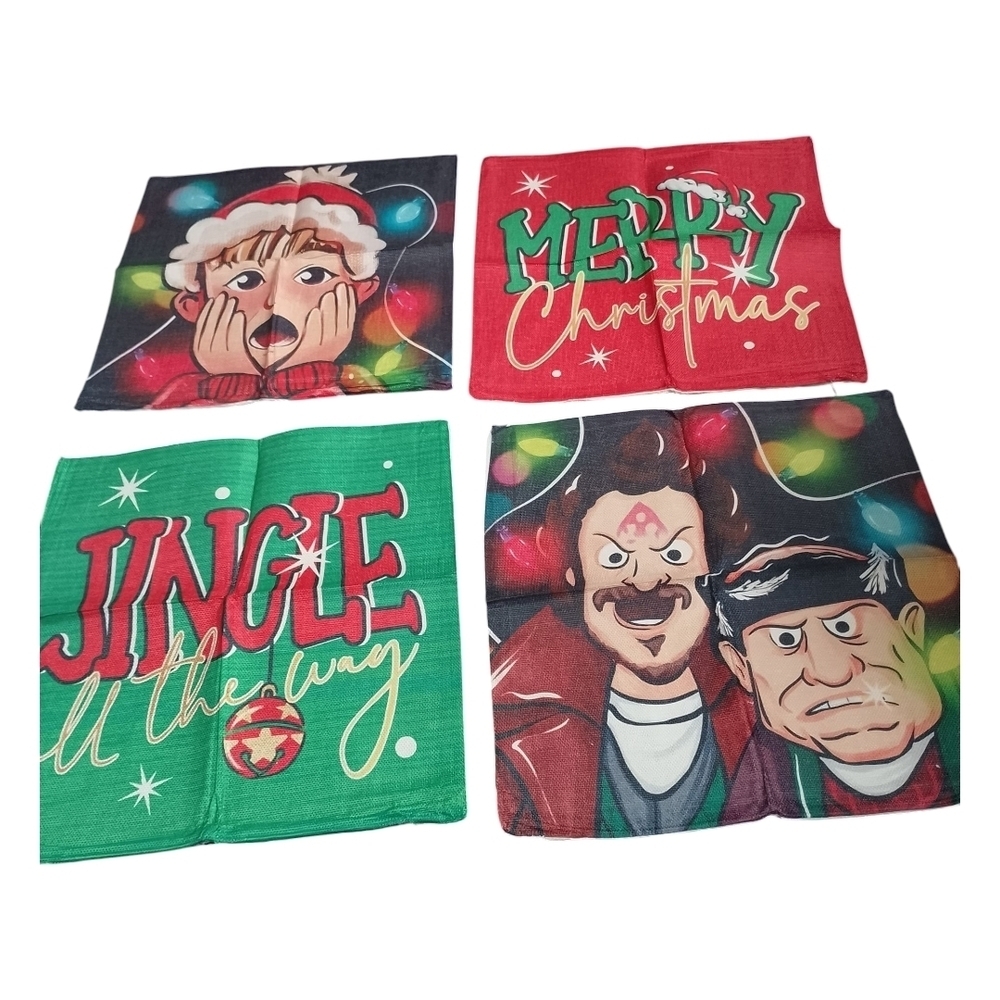 Holiday Home Alone Pillow Covers Set of 4 18” X 18”